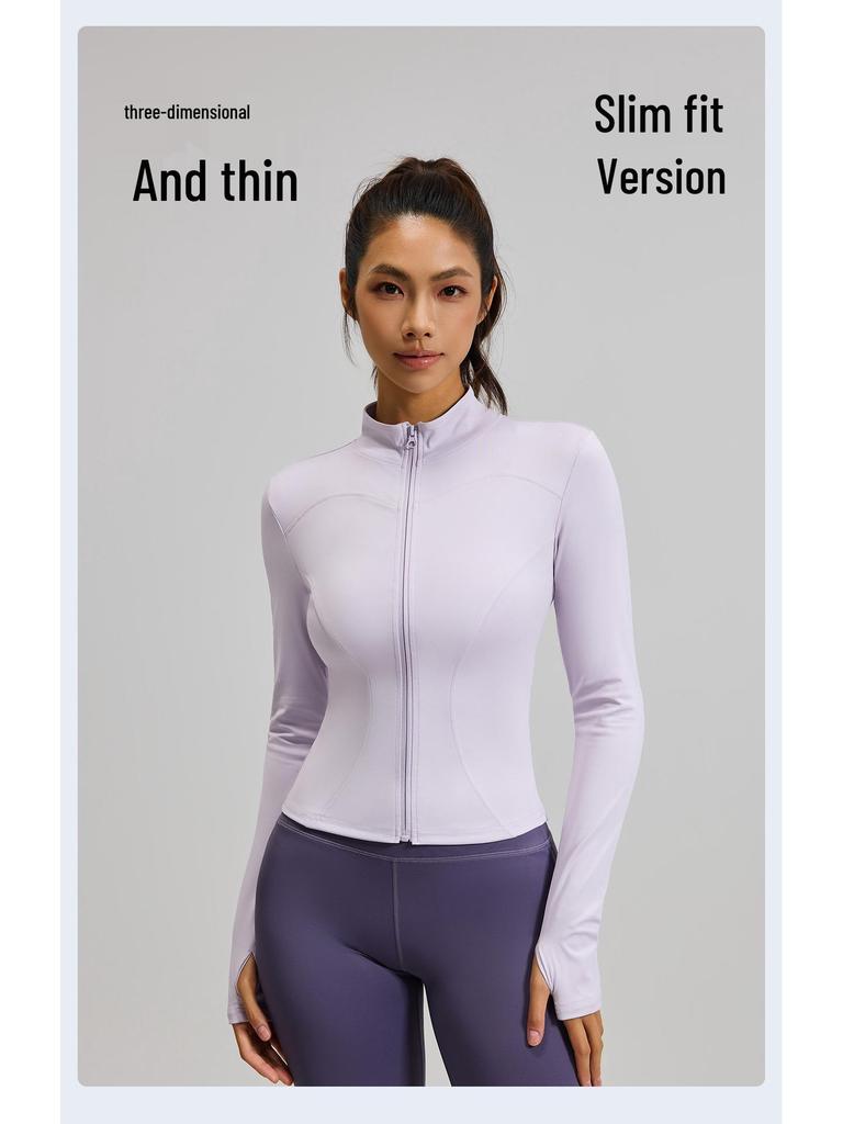 Women's Juyitang Stand-up Collar Yoga Jacket for Running & Cycling - Slimming, Elastic Fitness Top