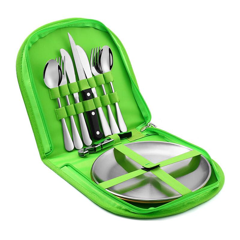 

Junkaiwei Stainless Steel Camping Tableware Set with Portable Bag