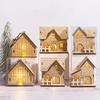 Christmas Led Light Wooden House Village Decorations Glowing Cabin Ornament Xmas House Desktop Ornament Holiday Home Decor