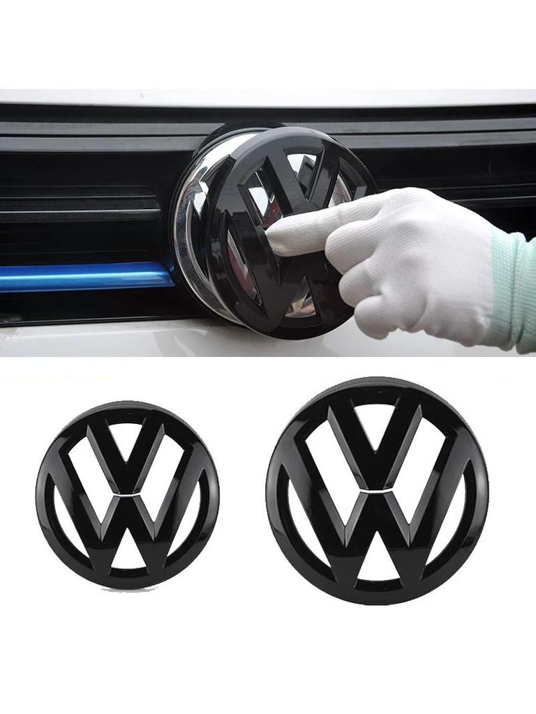 FUVLN1 NEW Emblems 2pcs Car Front Grill/Rear Emblem Lid Covers Logo Sticker Volkswagen VW POLO Scirocco GOLF 5 6 7 8 MK5 MK6 MK7 MK