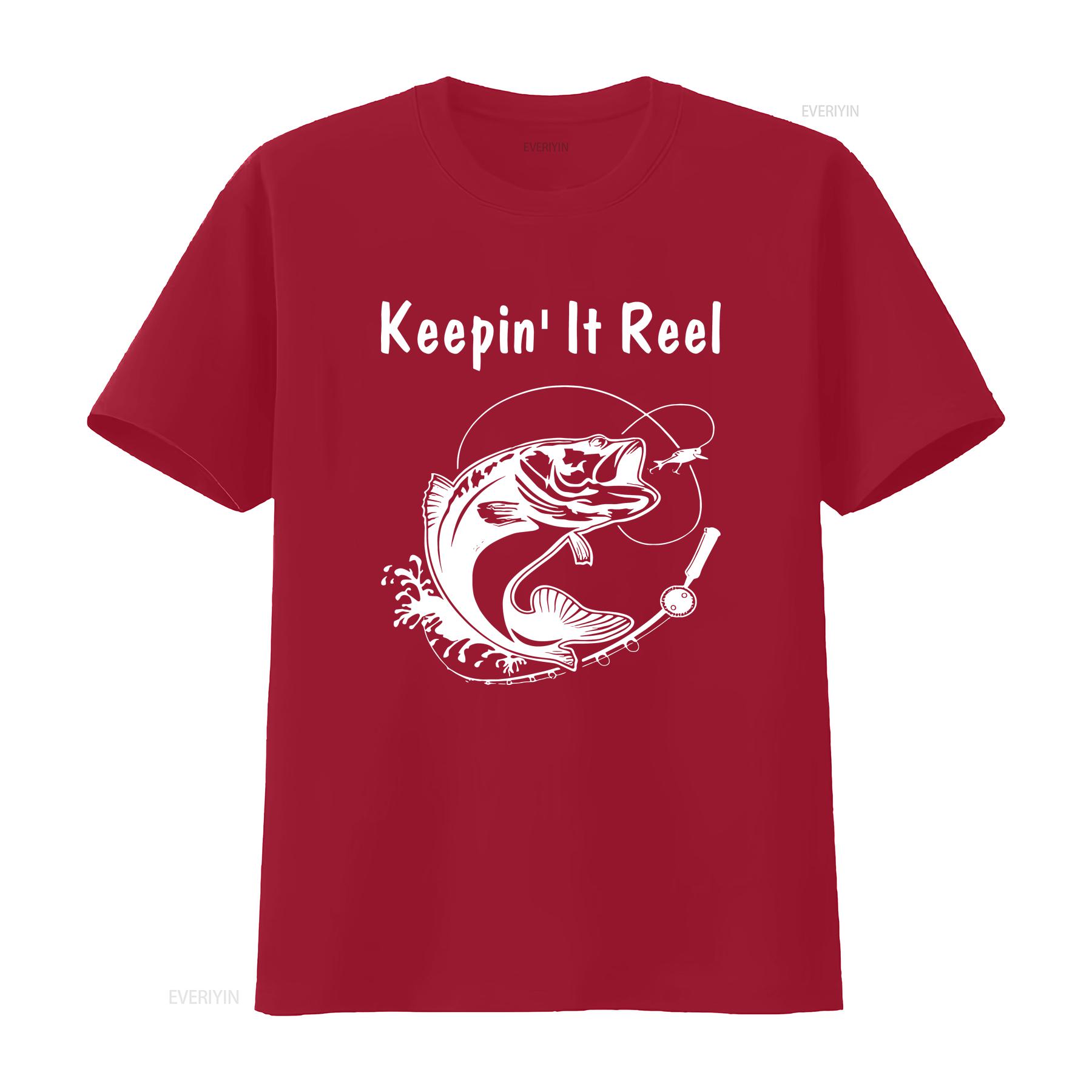 

Keepin It Reel shirt Fishing for Him Fathers Day Christmas a Fisherman Angler s Men vintage Washed graphic homme Stretched S