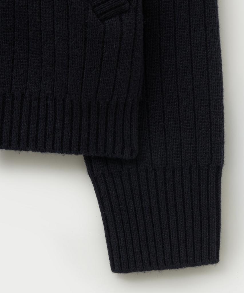 Satur Faro Half Neck Knit Zip-Up Navy