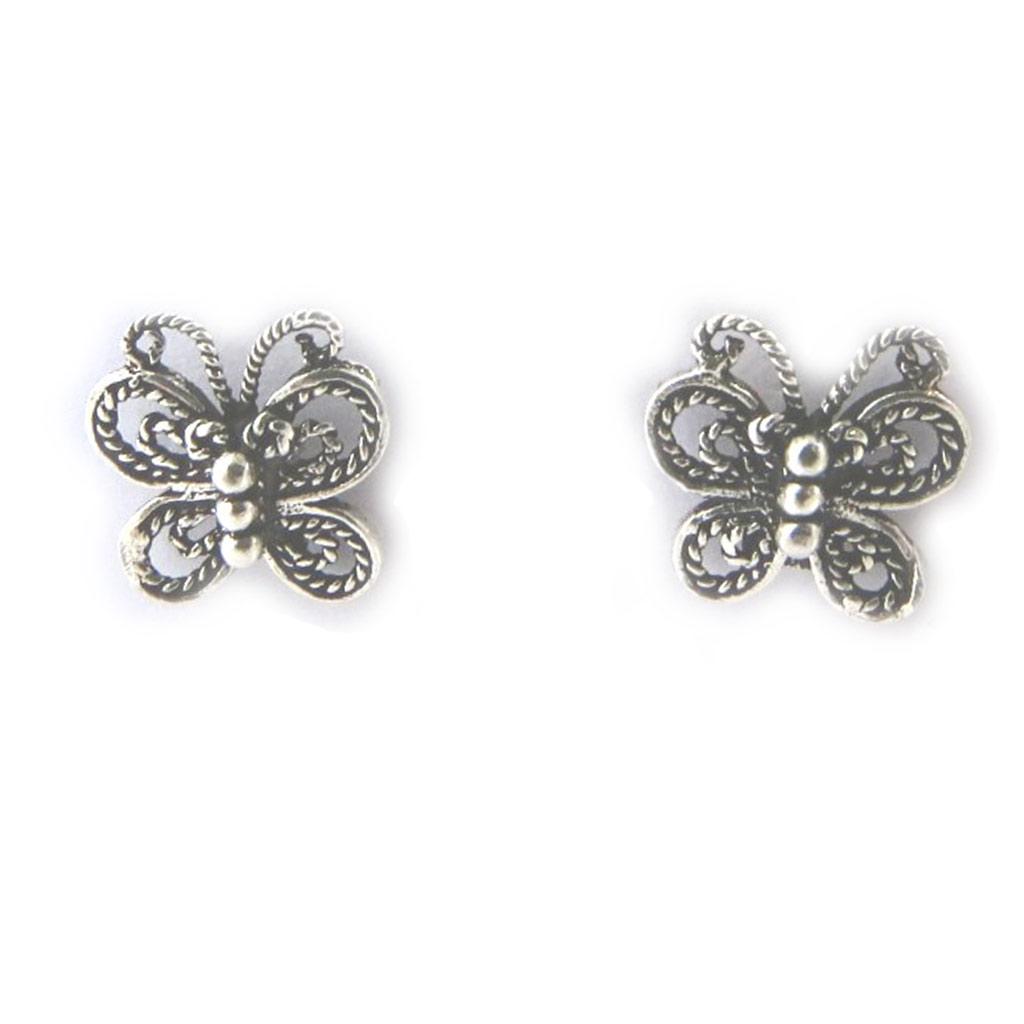 Les Trésors De Lily [M7147] - Aged Silver 'Butterflies' Earrings