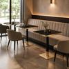 Square Dining Table UV Panel Marble Look Metal Frame Modern