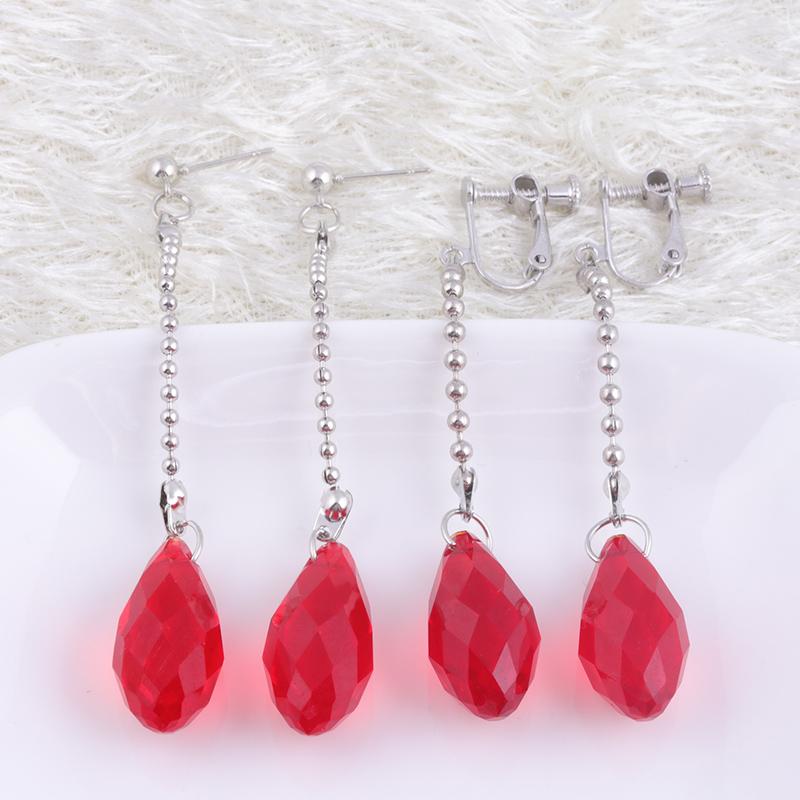 Big Size Red Kurapika Kurta Cosplay Earrings Anime Hunter X Hunter Clip Earrings for Women Men Christmas Jewelry Gift