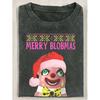 Men'S Mr Blobby Christmas 230G Washed T-Shirt - Oversized Retro TV Show Costume Tee with Iconic Pink & Green Blobby Print, Short Sleeve Casual Shirt