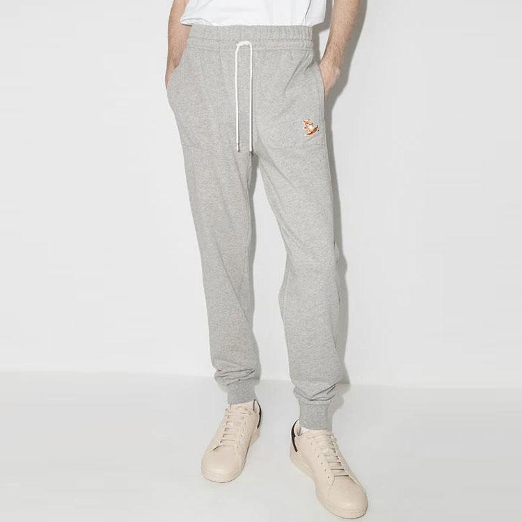 Maison Kitsune SS22 Logo Fox Embroidery Drawstring Rubber Sports Pants Unisex bottoms Gray IU01308KM0001-H150