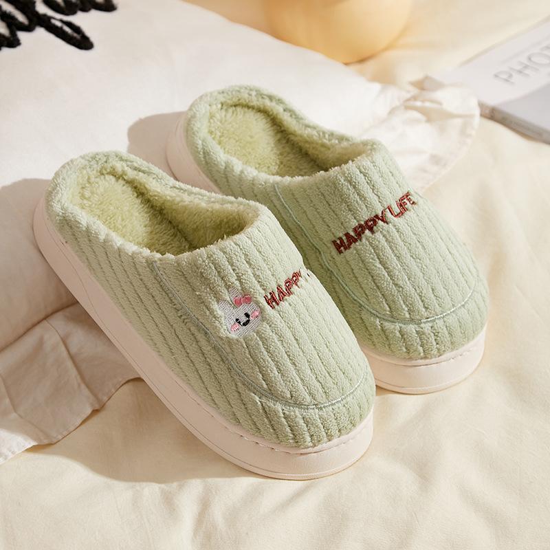 Shoes for Women Winter Home Women Slippers Furry Slippers Color Patchwork Cotton Slippers Female Indoor Non-slip Plush Slipper