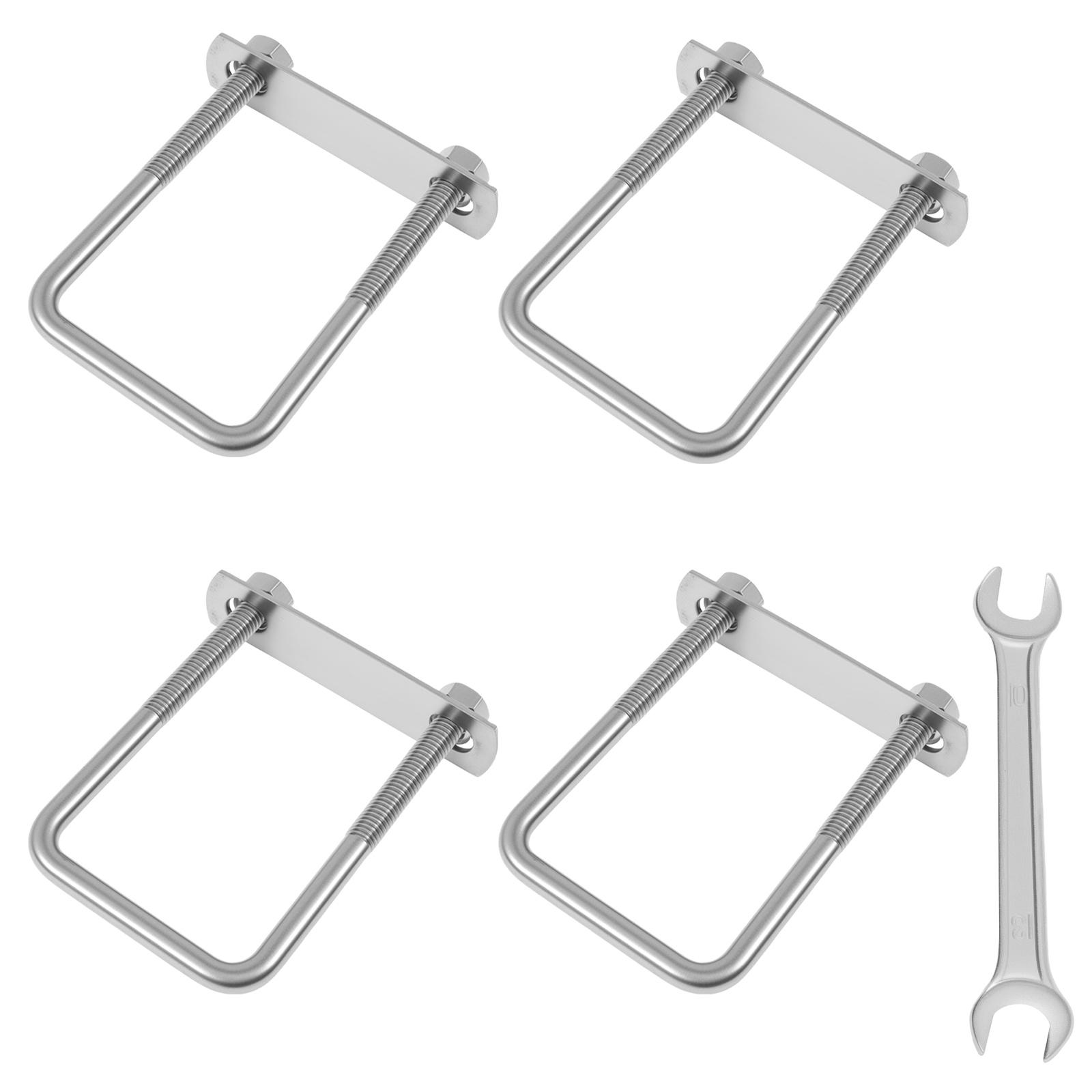 

4Sets M8 Square U-Bolt Stainless Steel Bend U Bolts with Nuts and Frame Plate for Automobiles Trailer Ski Boat Sailboat Trailer