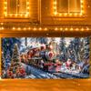 Durable polyester fiber Christmas garage banner - Snow train and tree design  suitable for winter and home decoration