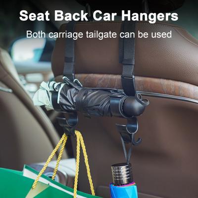 1 Pair Car Hooks Easy To Install Stable Multifunctional Adjustable Creative Storing Bag Black Car Umbrella Storage Rack Car Supply