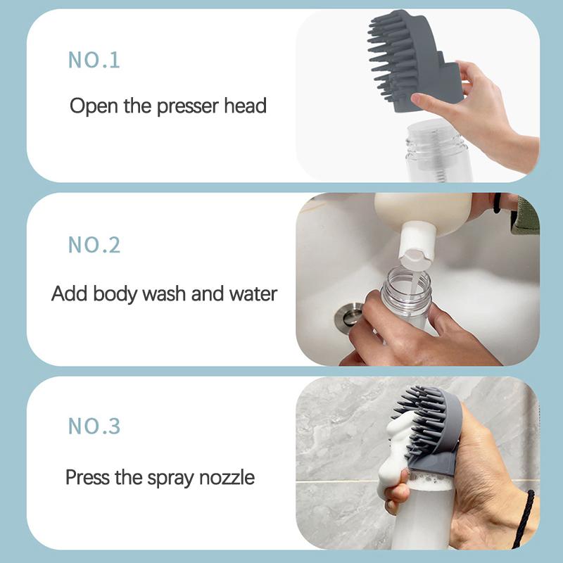 Multifunctional Soft Silicone Dog Hair Brush with Visible Bottle Gentle Massage Bath Detachable Cat Comb Dog Grooming Equipment