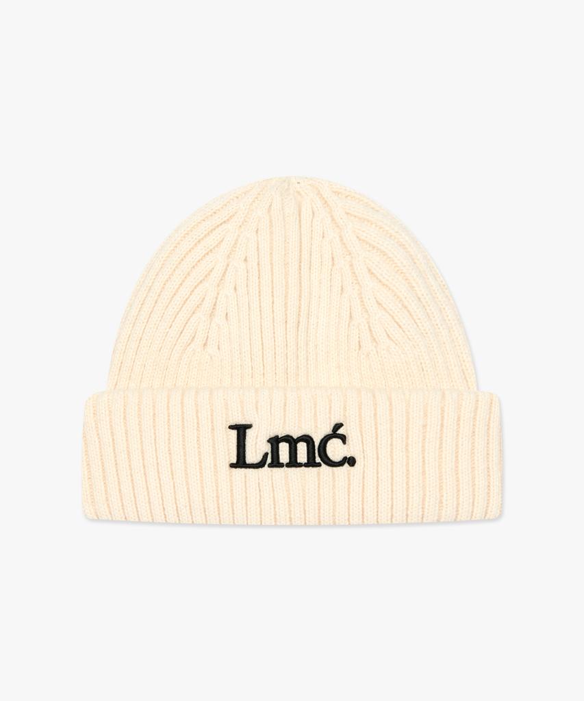LMC Serif Name Knit Beanie Ivory