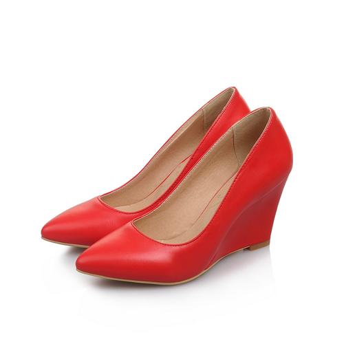 

Классические туфли-лодочки на танкетке для женщин, повседневная мода, черные, красные, белые, розовые, телесные, на каблуке, элегантные, для офиса, свадьбы, вечеринки, женские 39 красный