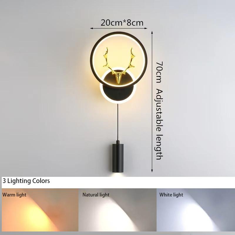 LED Wall Lamp 3 Color Modes  Wall Mount Lighting Bedroom Bedside Wall Sconces Living Room Home Indoor Lighting Decorative Lamps
