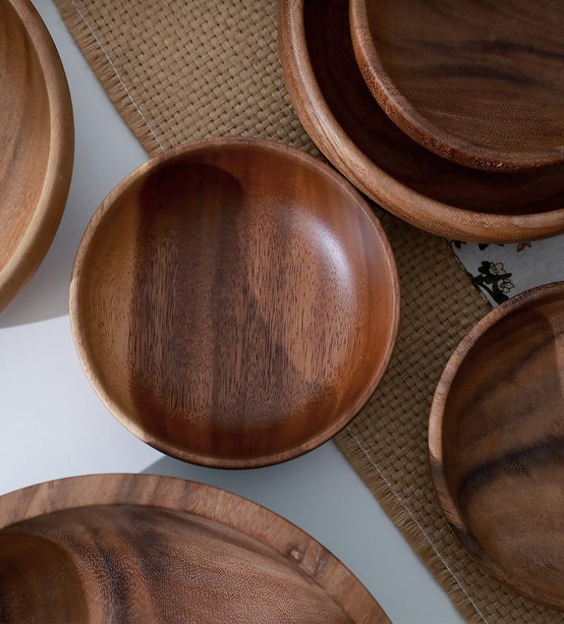 Japanese Style Wooden Salad Bowls Instant Noodles Yogurt Soup Bowl Large Acacia Wood Exquisite Container Health Eco-friendly
