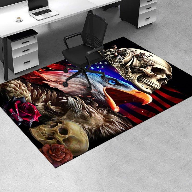 "American Spirit: Eagle, Lion, Motorcycle Biker Art Print"Office Mat Home Decor Office Desk Chair Carpet for Office Ph118