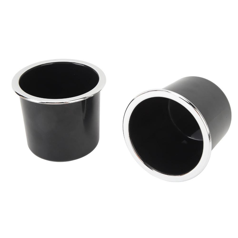 2 Pcs Sturdy Black Cup Holder 73mm with Silver-plated Edges Can Holder 2.87 Inch RV Cup Holder Couch