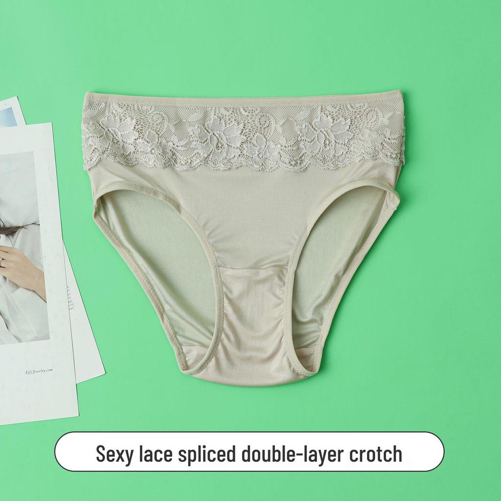 70g Pizzo 100% Seta di Gelso Intimo Triangolo Senza Cuciture a Vita Media - Sottile, Traspirante, Aderente ai Glutei Stile Estivo Donna