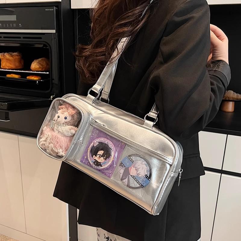 Transparent Vintage Commuter Bag Women's Large Capacity New Popular Versatile One Shoulder Handbag Doll Anime
