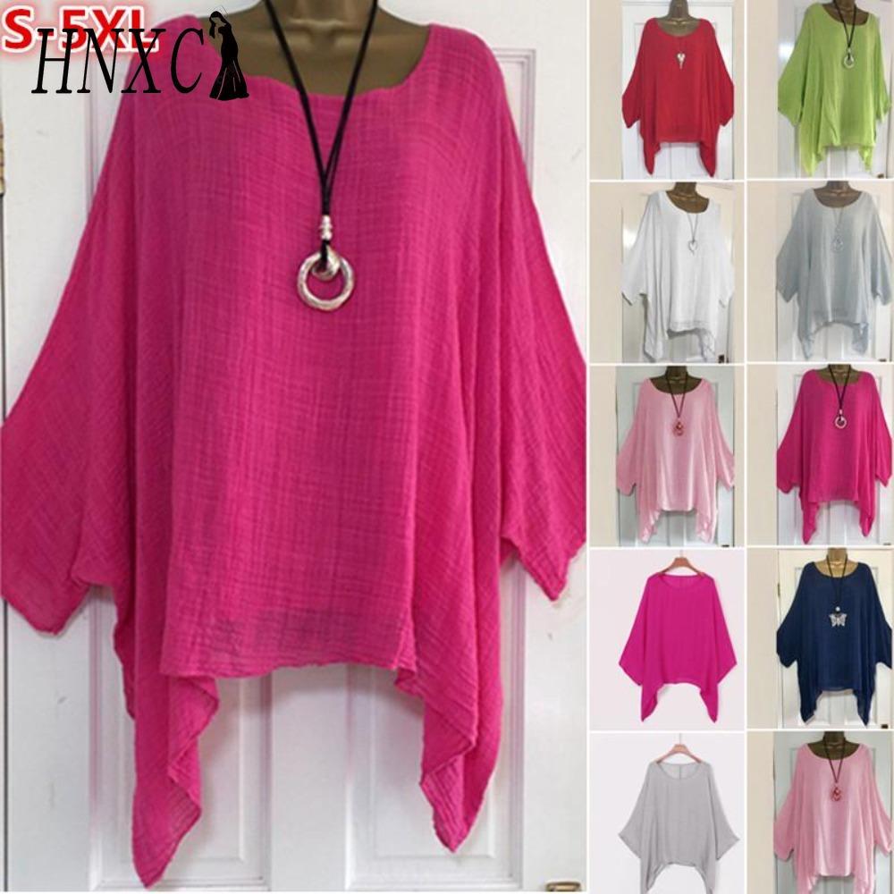 HNXC Dame Mote Casual Ensfarget Trykk O-hals Bluser & Skjorter