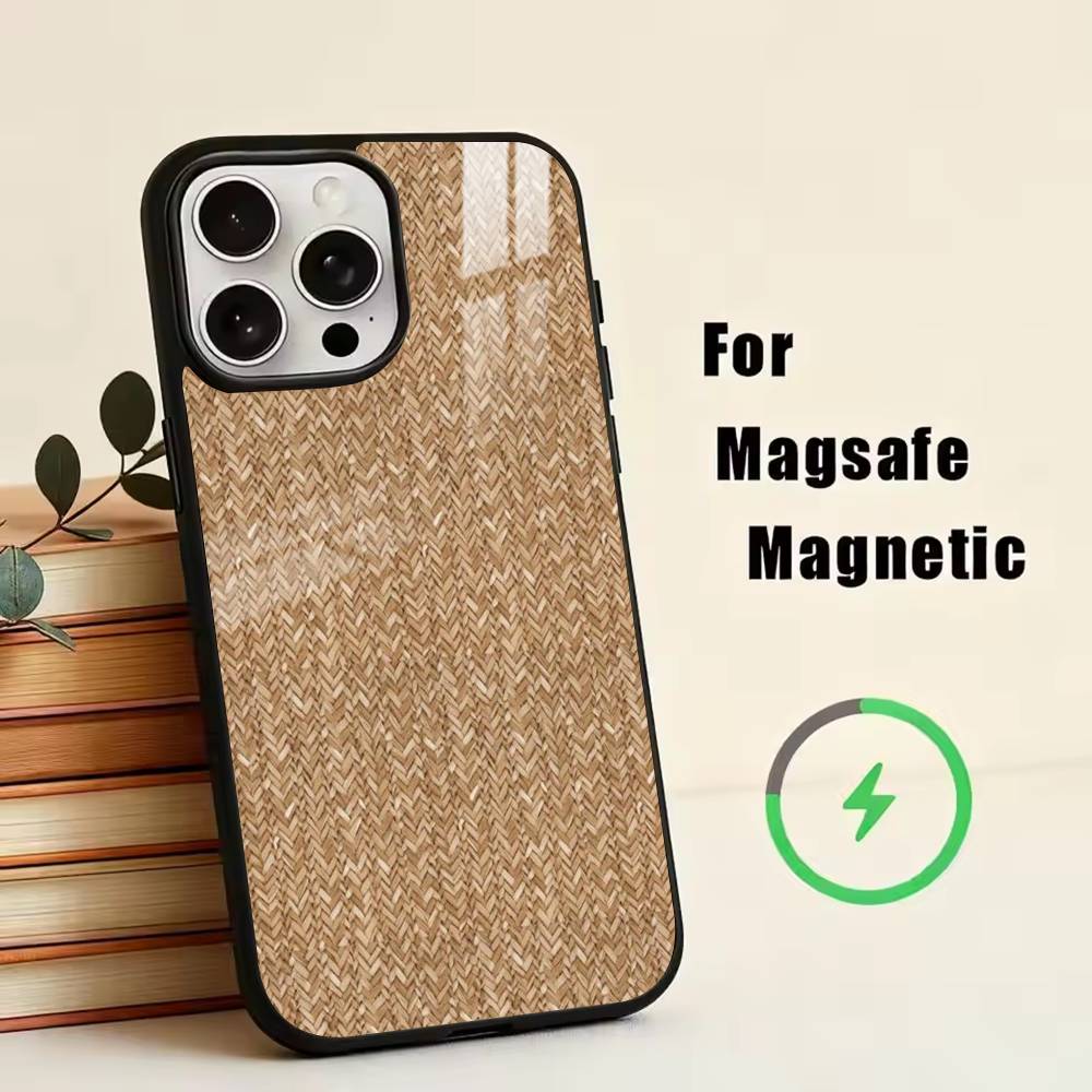 Carbon Fiber Weave Phone Case For iPhone17,16,15,14,13,12,11 Plus,Pro Magnetic For Magsafe Wireless Charging