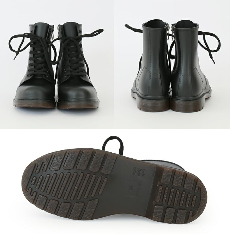 Room Nine Fully Waterproof Rubber Rain Boots with Side Track Lock Korean Perfect for and Black Size M Women's Zipper, Sole, Lace-Up, Design, Snow,