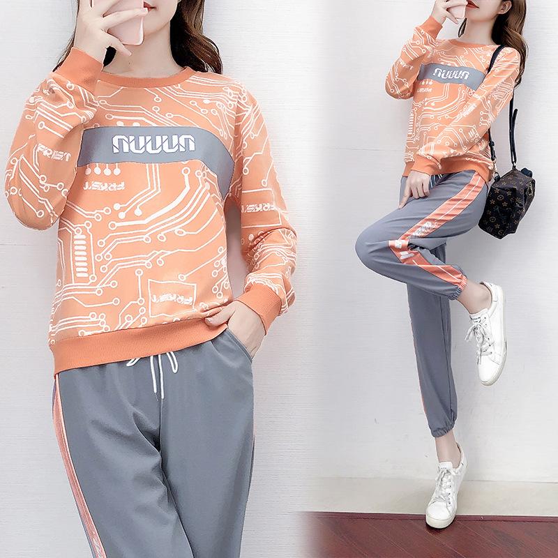 2022 Autumn Sweet Style Women's Printed Trousers Fashion Casual Suit
