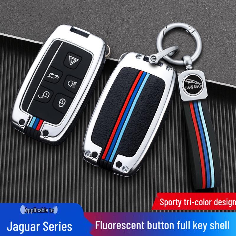 Compatible Jaguar Key Case for 22 Models: XEL, XFL, F-PACE, E-PACE, XF - Metal Shell, Key Set, Buckle Included