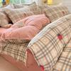 Soft 100 Percent Washed Cotton Blue Plaid Duvet Cover Set King Queen Size Comforter Cover And Sheet Bedding