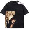 Death Note Misa Amane T-shirt Men Women Cotton Printed Short Sleeve Oversized Vintage Washed Punk Cosplay Streetwear Top Hot