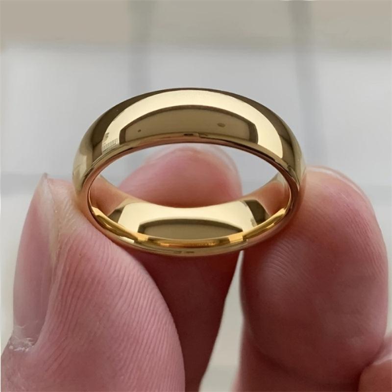 Simple Polished Round Arc Plain Band Ring Couple Rings