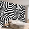 Stereo Spiral Tapestry Wall Hanging Black White Stripe Optical Illusion Hypnosis Art Fabric Poster For Living Room Bedroom Home