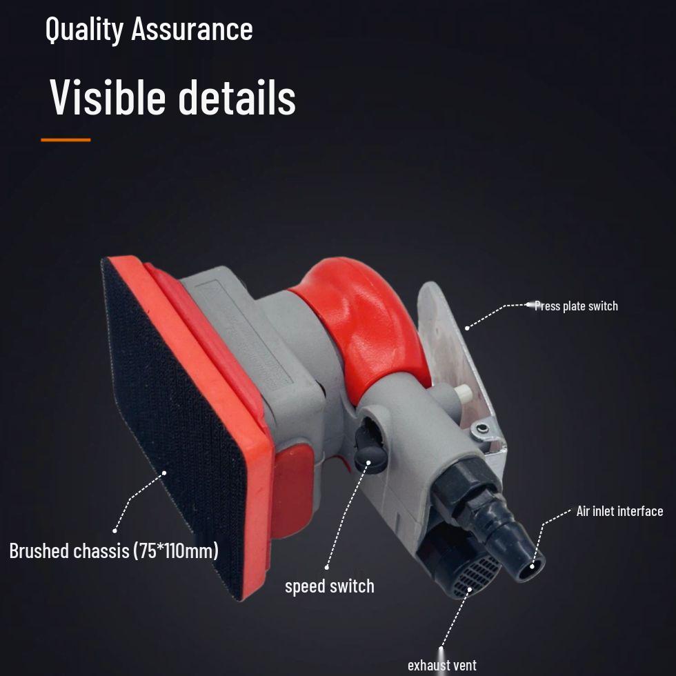 Small Square Pneumatic Sander for Car Paint Polishing, Derusting, and Deburring - Powerful Vibration Type.