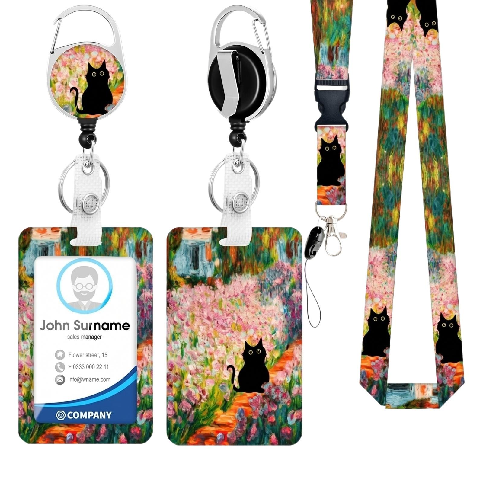 ID Card Holder Set Retractable Badge Reel one size