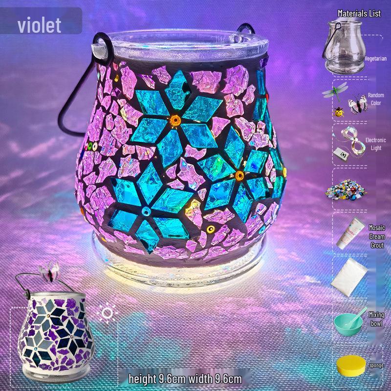 Glass Mosaic Candle Holder DIY Kit: Handmade Parent-Child Educational Toy for Children's Day