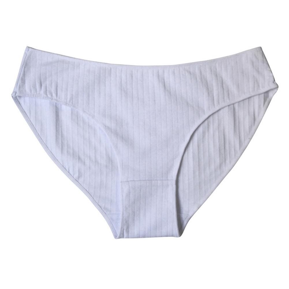 Cotton Briefs For Women Solid Color Seamless Mid-Rise Knitted Underpants Soft Breathable Hip Warpped Panties