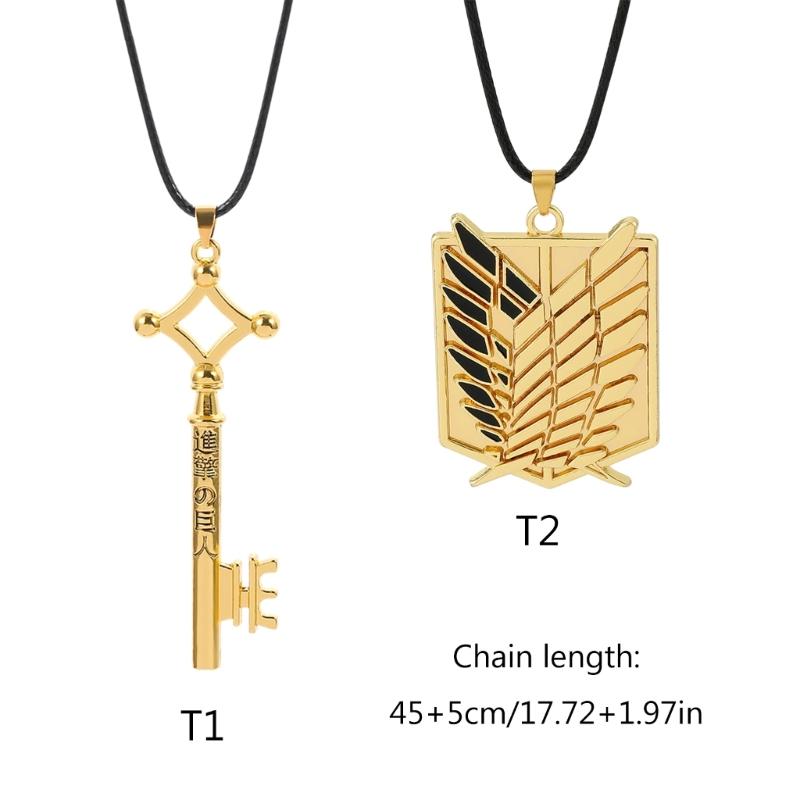 Vintage Key Crown Necklace Shingeki No Kyojin Pendant Neckchain Retro Anime Cosplay Jewelry Versatile Choker for Men
