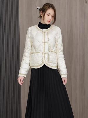 Stylish 2024 Winter Tassel-Detail Down Jacket with Chinese Button for Women