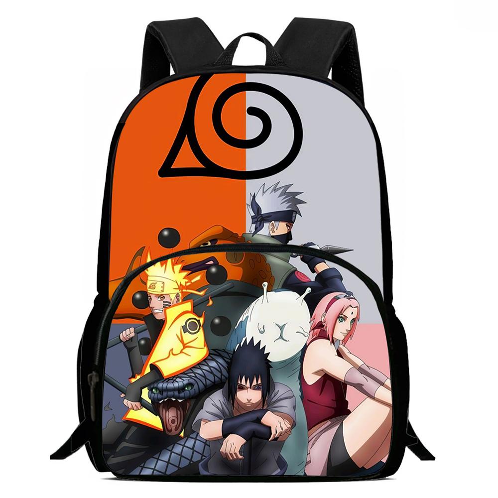 NARUTO Anime Children Rucksack Spacious Multi Compartment Wear Resistant School Daily Backpack for Boys Girls 6-10 Years Old