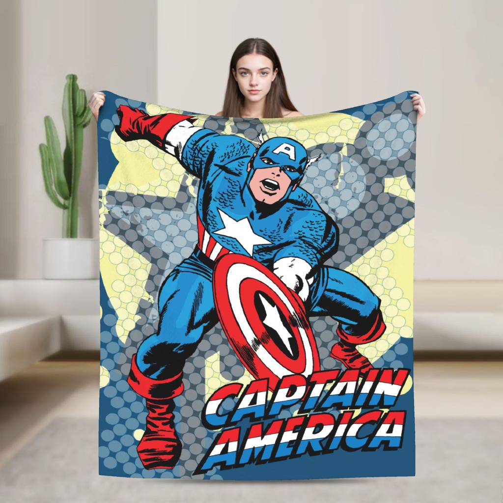 Captain America Flannel Blanket  Funny Throw Blanket for Bed Sofa Couch 150*125cm Plush Thin Quilt