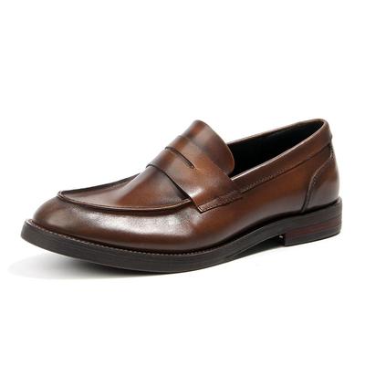 Fashion Retro Polish Men's Shoes Genuine Leather Comfortable Low Cut Loafers British Style Business Casual Leather Shoes