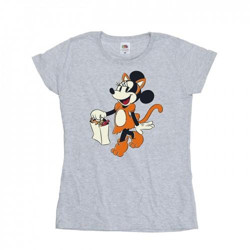 Mickey mouse Womens/Ladies Cat Trick Or Treat Minnie Mouse Cotton T-Shirt