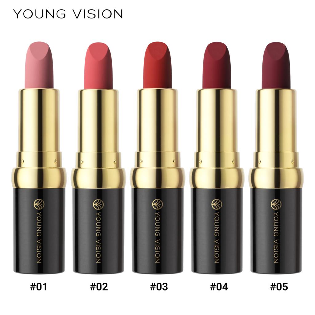 YOUNG VISION Velvet Matte Black Tube Lipstick - 5pcs Long-Lasting Smooth & Moisturizing Lip Makeup Set