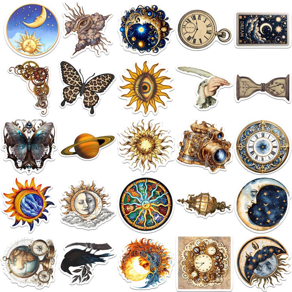 10/30/50pcs Aesthetic Astral Gothic Moon Graffiti Stickers for Laptop Phone Bike Skateboard Waterproof Retro Sticker Toys Gifts