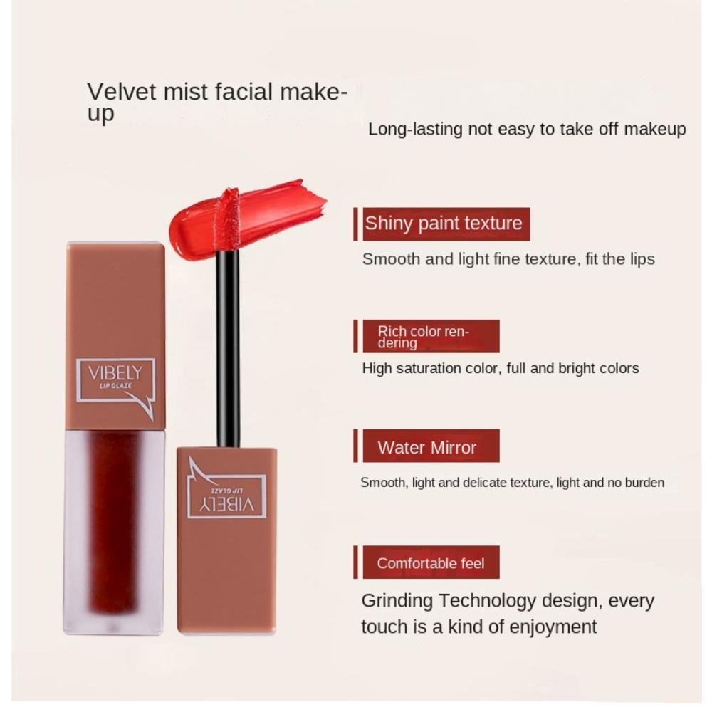 VIBELY Clear Frosted Mirror Women's Aqua Lip Glaze Set of 5 Matte Matte White Non-Stick Lip Glazes