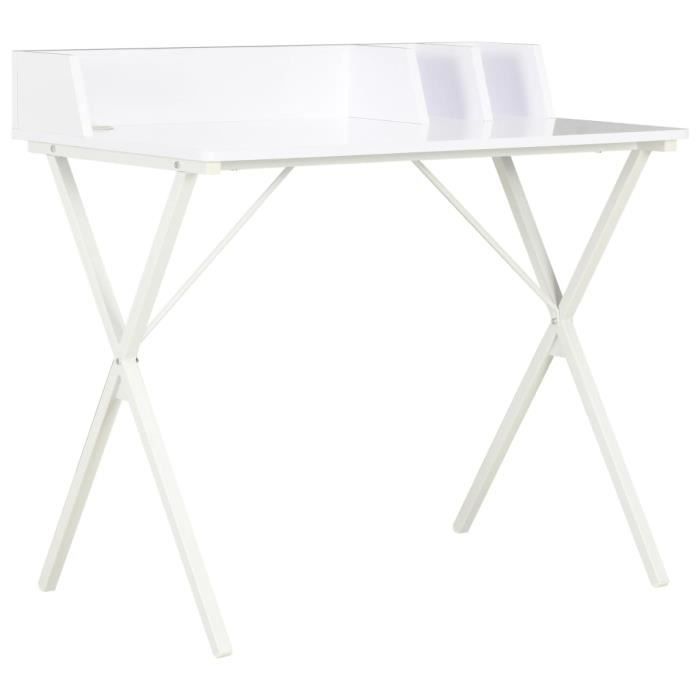 Bureau d'angle blanc VIDAXL - Design contemporain - Avec dossier surélevé et petits compartiments