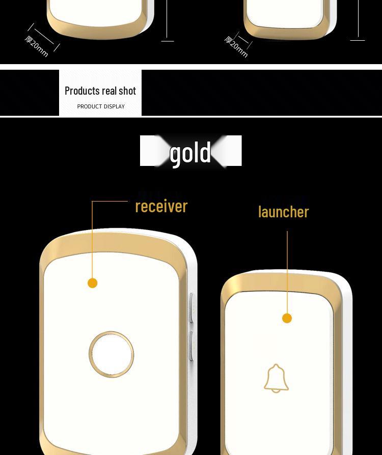 A20 Wireless Doorbell: UK Standard, Long-Range, AC Power, Electronic Music, One-to-One Caller for the Elderly
