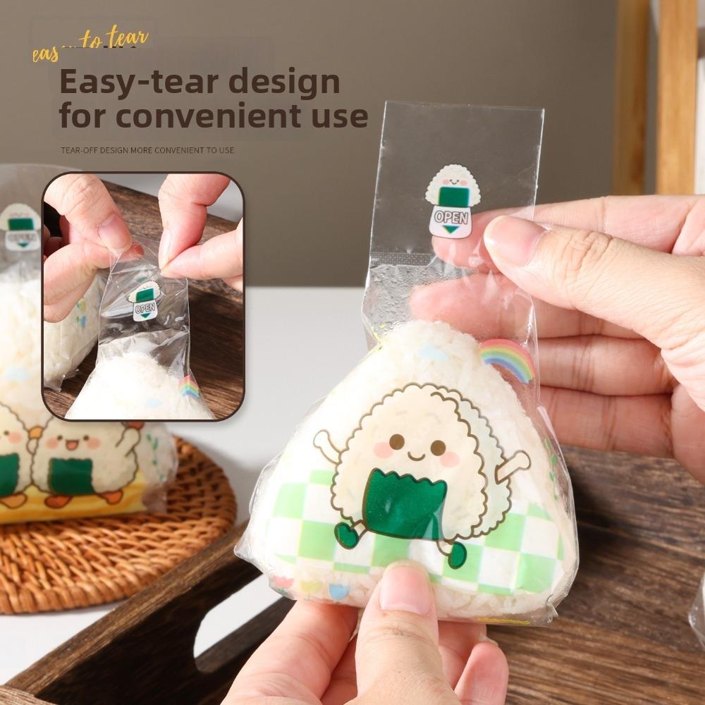 100pcs Cartoon Pattern Onigiri Wrapping Bag Triangle Rice Ball Bag New Sushi Mould Bag Party Favor
