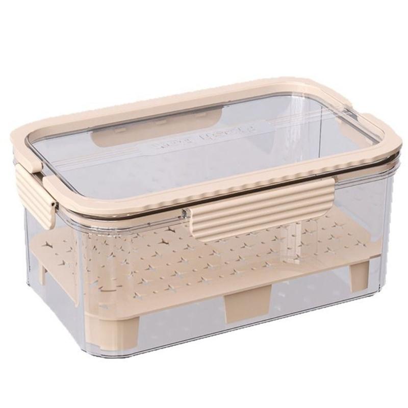 PET Produce Storage Container with Lid and Carry Handles, Clear Food Box for Refrigerator Shelf, Countertop, and Lunch Prep